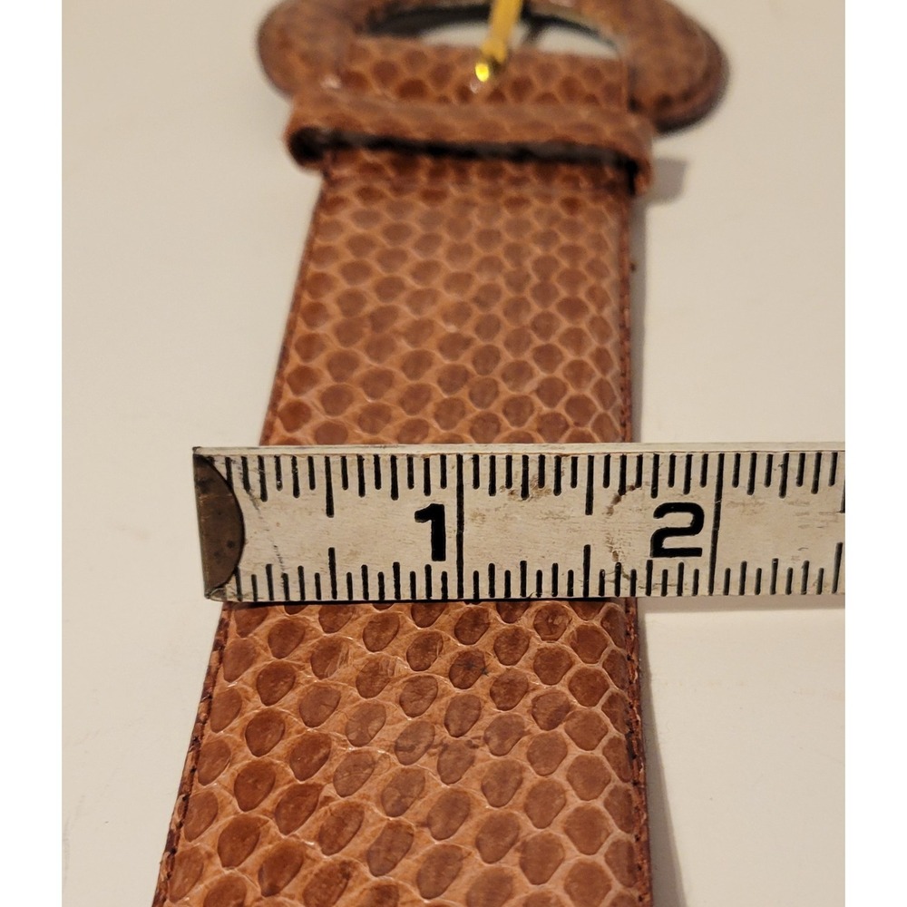Vintage Morgan Taylor Brown Snake Skin Thick Belt Gold Tone Buckle Med 29"-33" - Picture 7 of 11